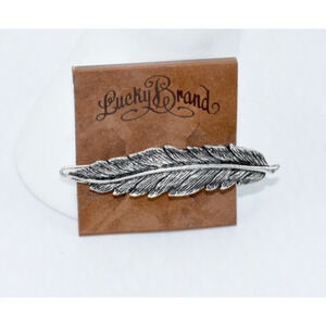New! LUCKY BRAND! Barrette Hair Pin Clip Silver Color Feather